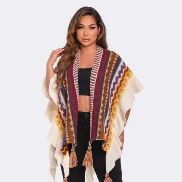 Tribal Chic Poncho - Picture 2 of 4